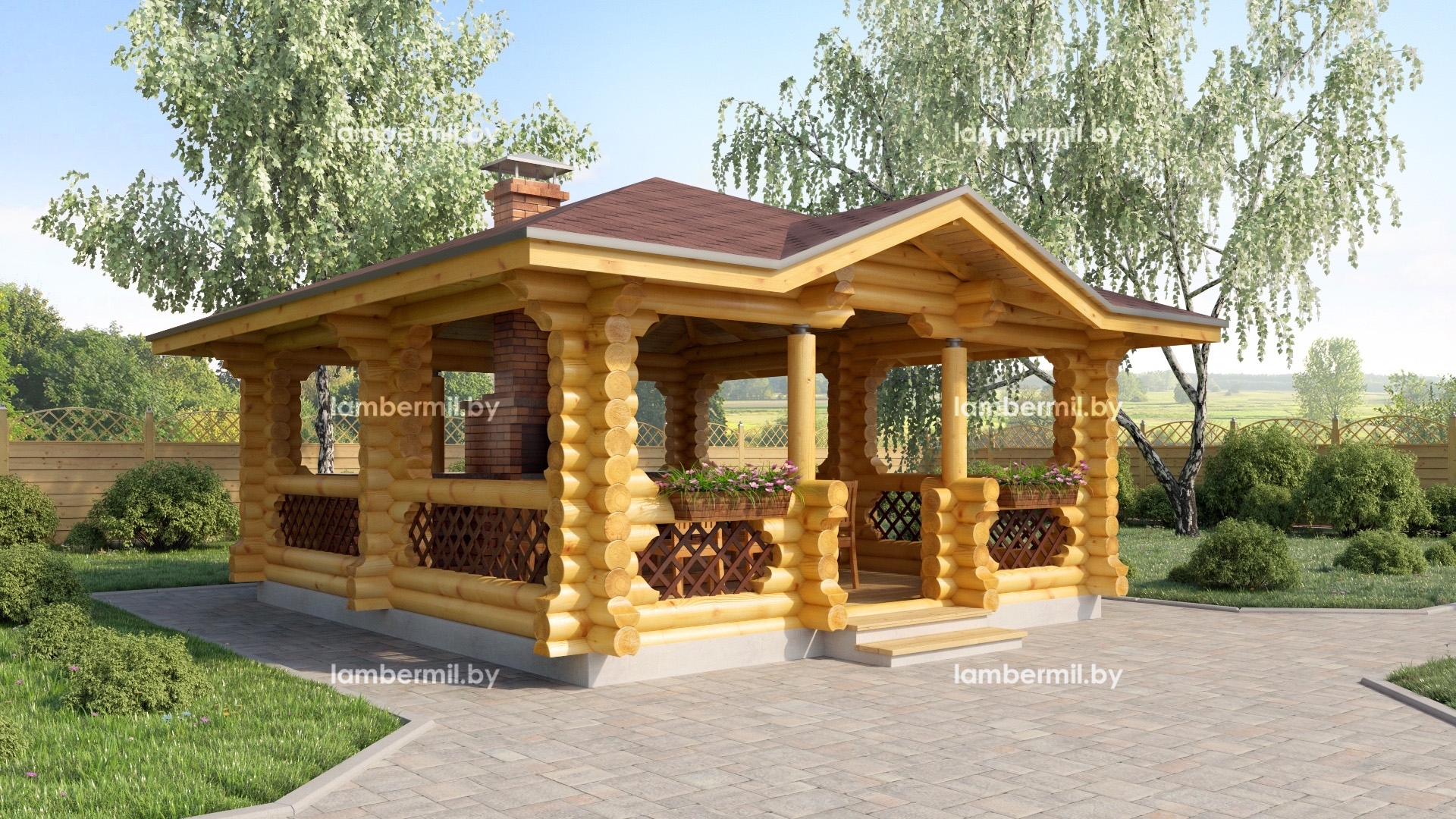 Проекты беседок — проекты деревянных дачных беседок из оцилиндрованного бревна | Киев