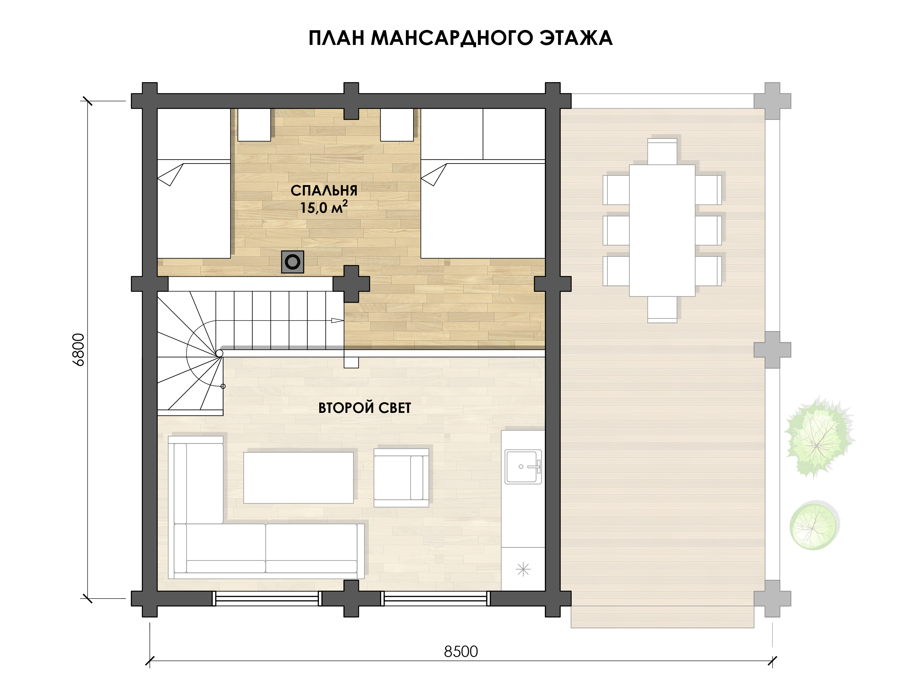 Дом-баня из оцилиндрованного бревна